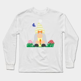 Easter Gnome Orange Ribbon Hat in a Garden Long Sleeve T-Shirt